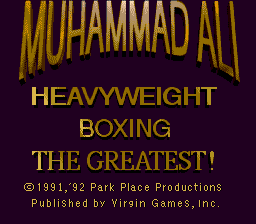 Muhammad Ali Heavyweight Boxing title screen for Sega Genesis